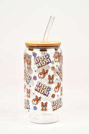 Glasbecher Dog Mom Bambusdeckel Glasstrohhalm 500ml | useful Beauty - useful Beauty 