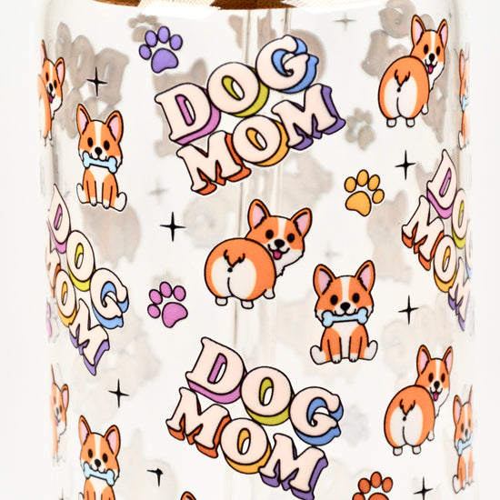 Glasbecher Dog Mom Bambusdeckel Glasstrohhalm 500ml | useful Beauty - useful Beauty 