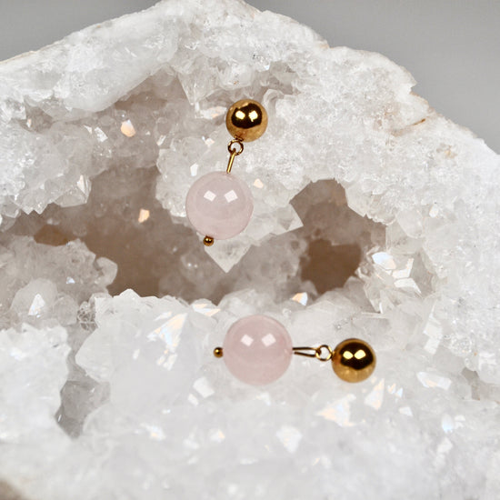 Kugelohrringe Rosenquarz Brasilien 12mm A | useful Beauty - useful Beauty 