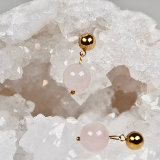 Kugelohrringe Rosenquarz Brasilien 12mm A | useful Beauty - useful Beauty 