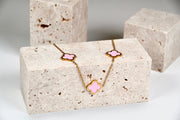 Edelstahl Halskette rosa Kleeblatt gold |useful Beauty
