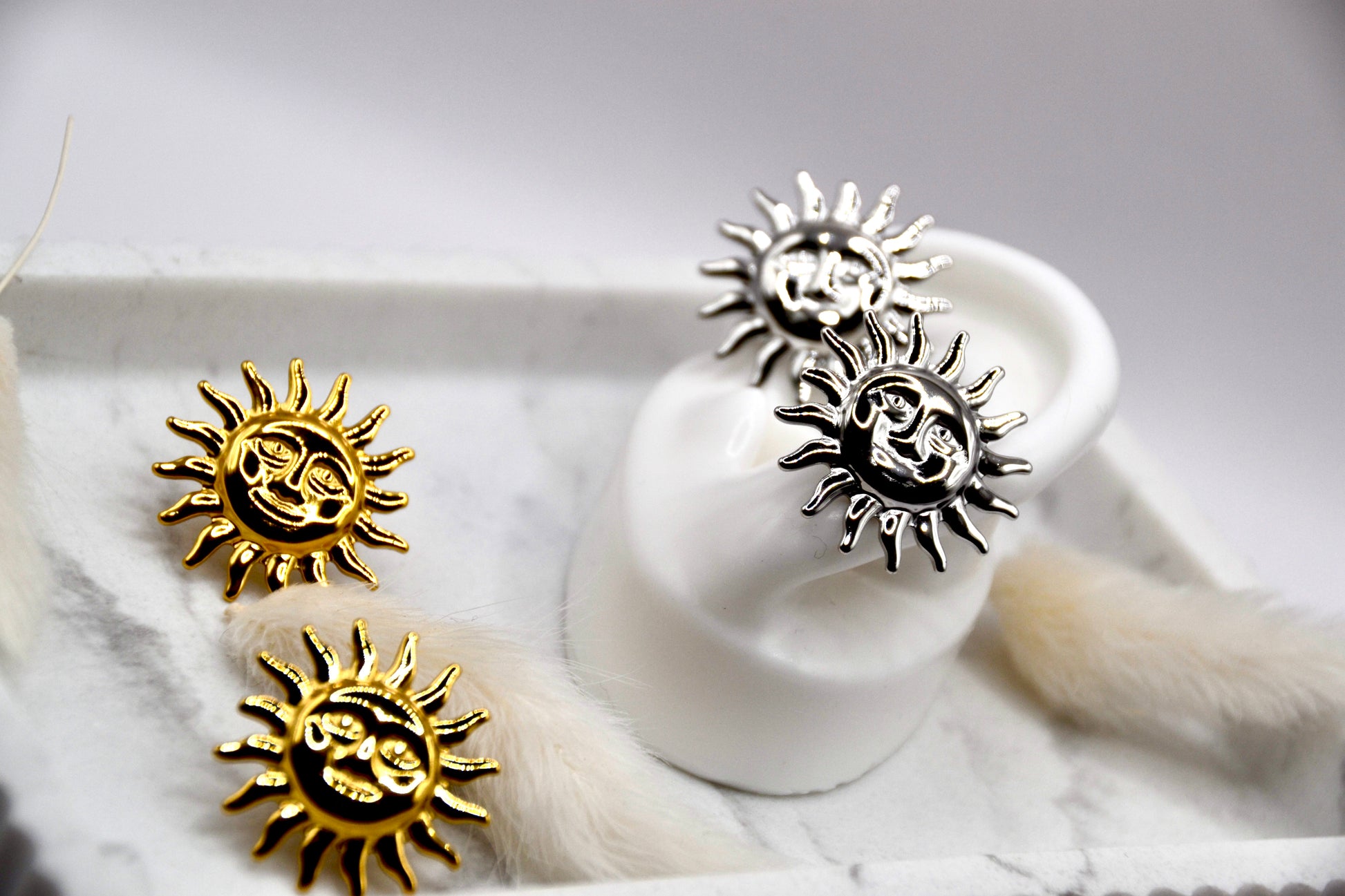Ohrstecker Sun Face | 14K goldplated - useful Beauty 