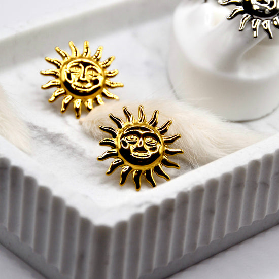 Ohrstecker Sun Face | 14K goldplated - useful Beauty 