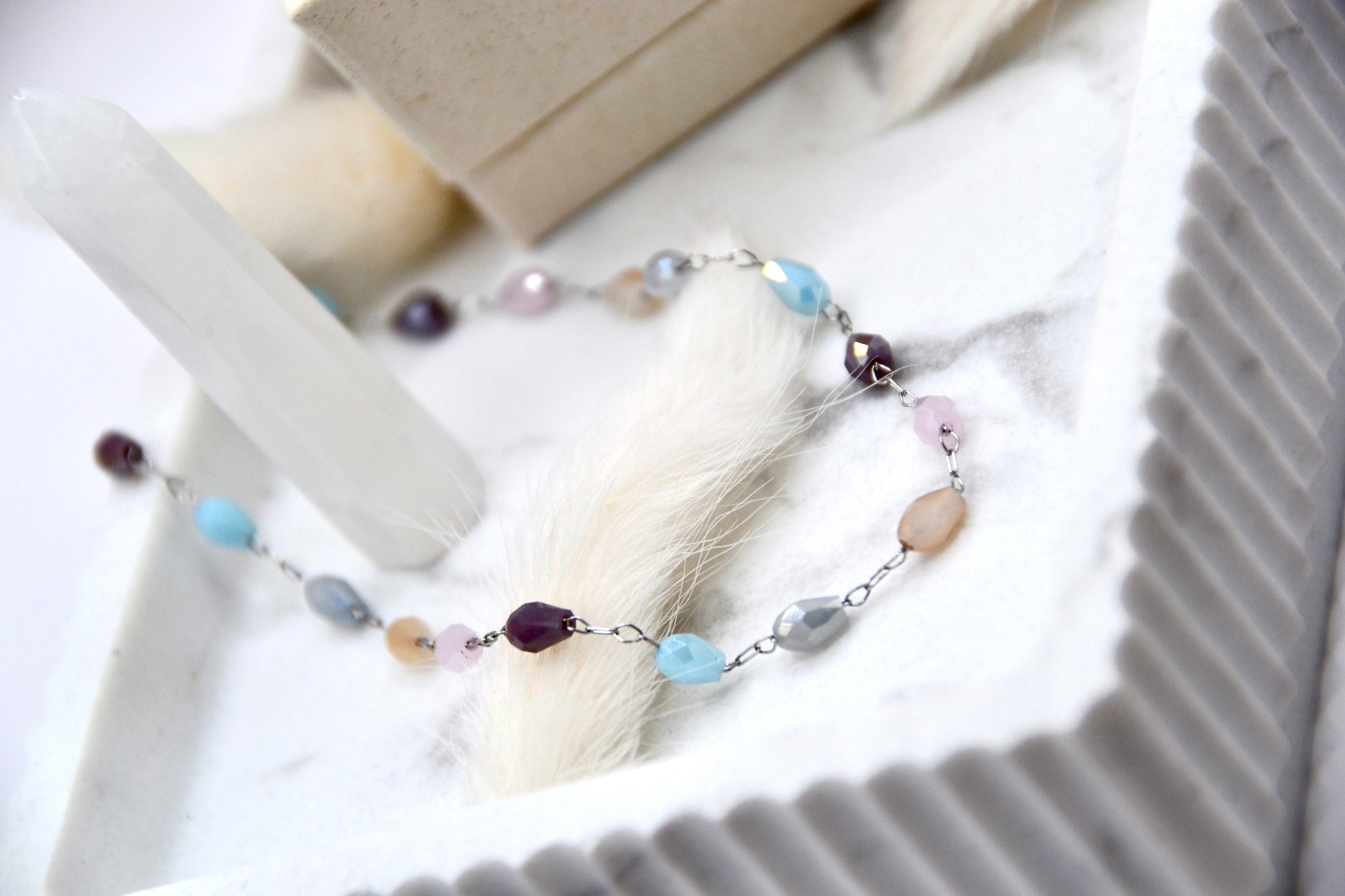 Fußkettchen pastell Zirkonia | 14K goldplated - useful Beauty 