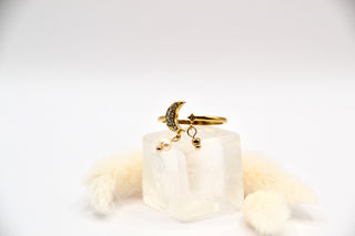 Ring pearly Moon, 14k goldplated