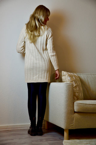 Long Pullover Macramé/ Strickkleid