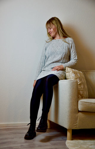 Long Pullover Macramé/ Strickkleid