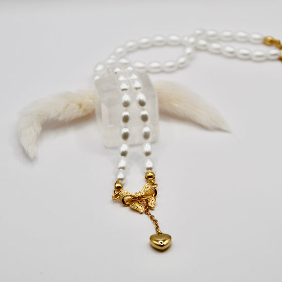 Edelsathl Halskette Perlen Schleife gold/silber | useful Beauty - useful Beauty 