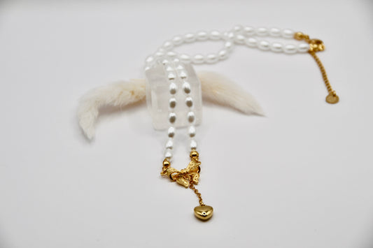 Edelsathl Halskette Perlen Schleife gold/silber | useful Beauty - useful Beauty 