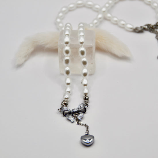 Edelsathl Halskette Perlen Schleife gold/silber | useful Beauty - useful Beauty 