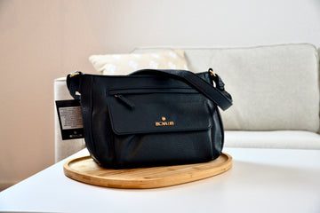 Handtasche elegant Kunstleder Schultertasche | rot/schwarz/tannengrün/taubenblau | useful Beauty - useful Beauty 