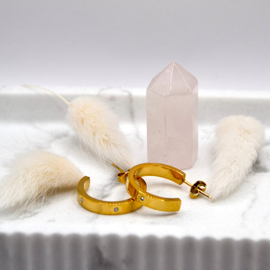 Creolen Zirkonia gold | 14K goldplated - useful Beauty 