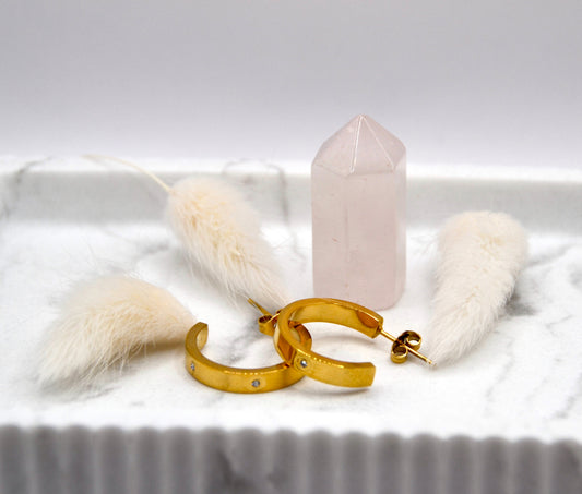 Creolen Zirkonia gold | 14K goldplated - useful Beauty 