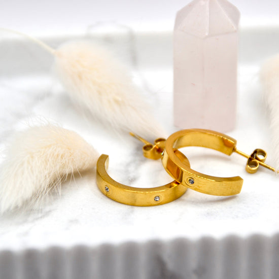 Creolen Zirkonia gold | 14K goldplated - useful Beauty 