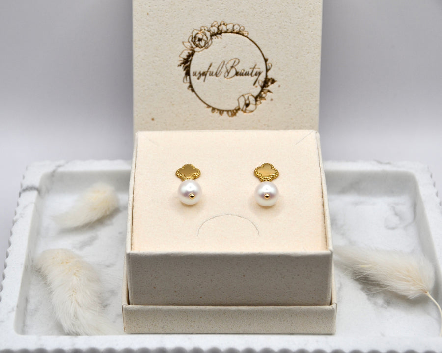 Ohrringe pearly Cloverleaf | 14K goldplated - useful Beauty 