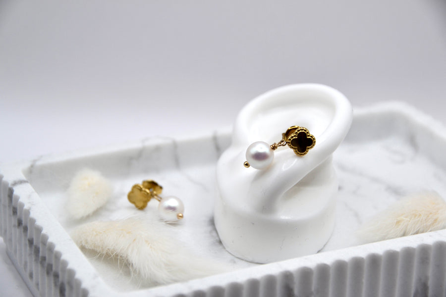 Ohrringe pearly Cloverleaf | 14K goldplated - useful Beauty 