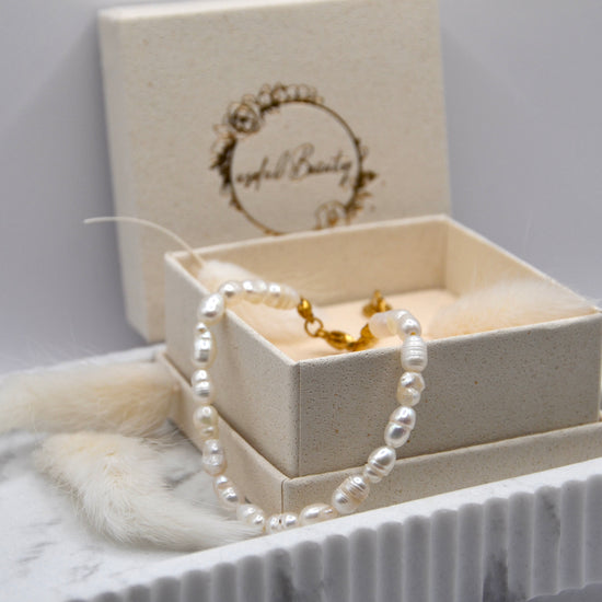 Perlenarmband Süßwasserperlen gold weiß | useful Beauty - useful Beauty 