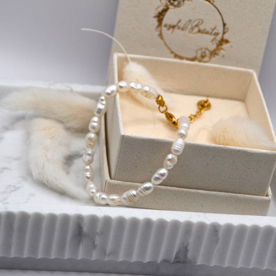 Perlenarmband Süßwasserperlen gold weiß | useful Beauty - useful Beauty 