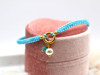 Armband Makramee Pearl, 14K goldplated