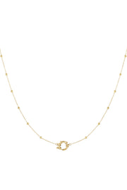 Feine goldenen Edelstahl Halskette mit einzelnen kleinen Kugeln und großem Ring, um Charms dran zu hängen.