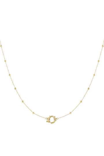 Feine goldenen Edelstahl Halskette mit einzelnen kleinen Kugeln und großem Ring, um Charms dran zu hängen.