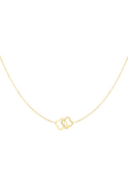 Goldene Edelstahl Halskette mit zwei verbundenen Kleeblättern.
