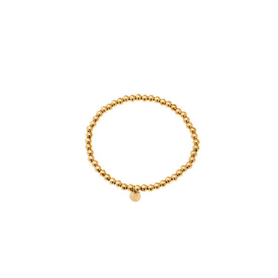 Goldenes Edelstahl Kugelarmband mit Gummizug.
