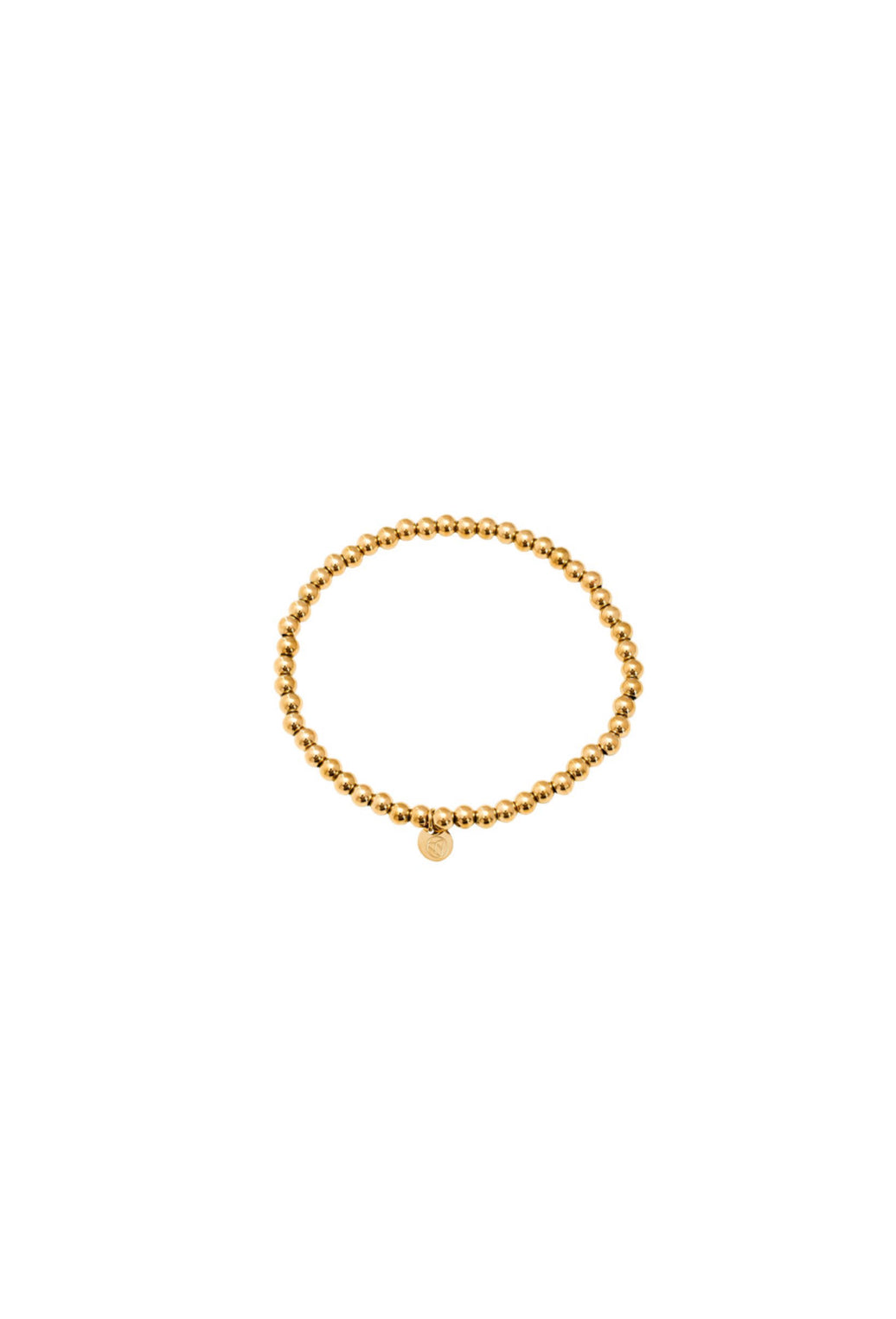 Goldenes Edelstahl Kugelarmband mit Gummizug.
