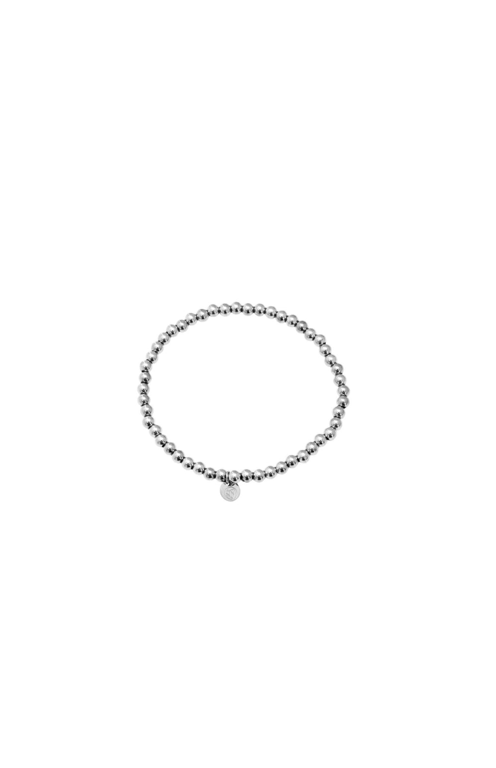 Silbernes Edelstahl Kugelarmband mit Gummizug.