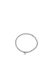 Silbernes Edelstahl Kugelarmband mit Gummizug.