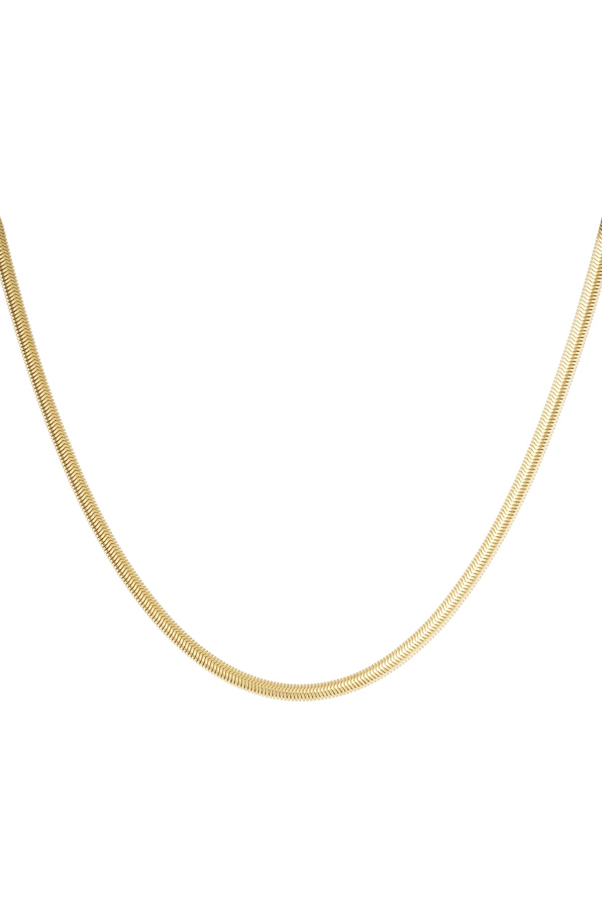 Flache goldene Halskette in Schlangenketten Design. 