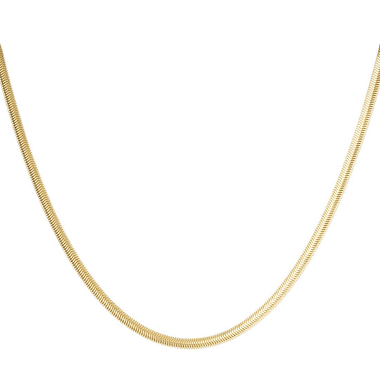 Flache goldene Halskette in Schlangenketten Design. 