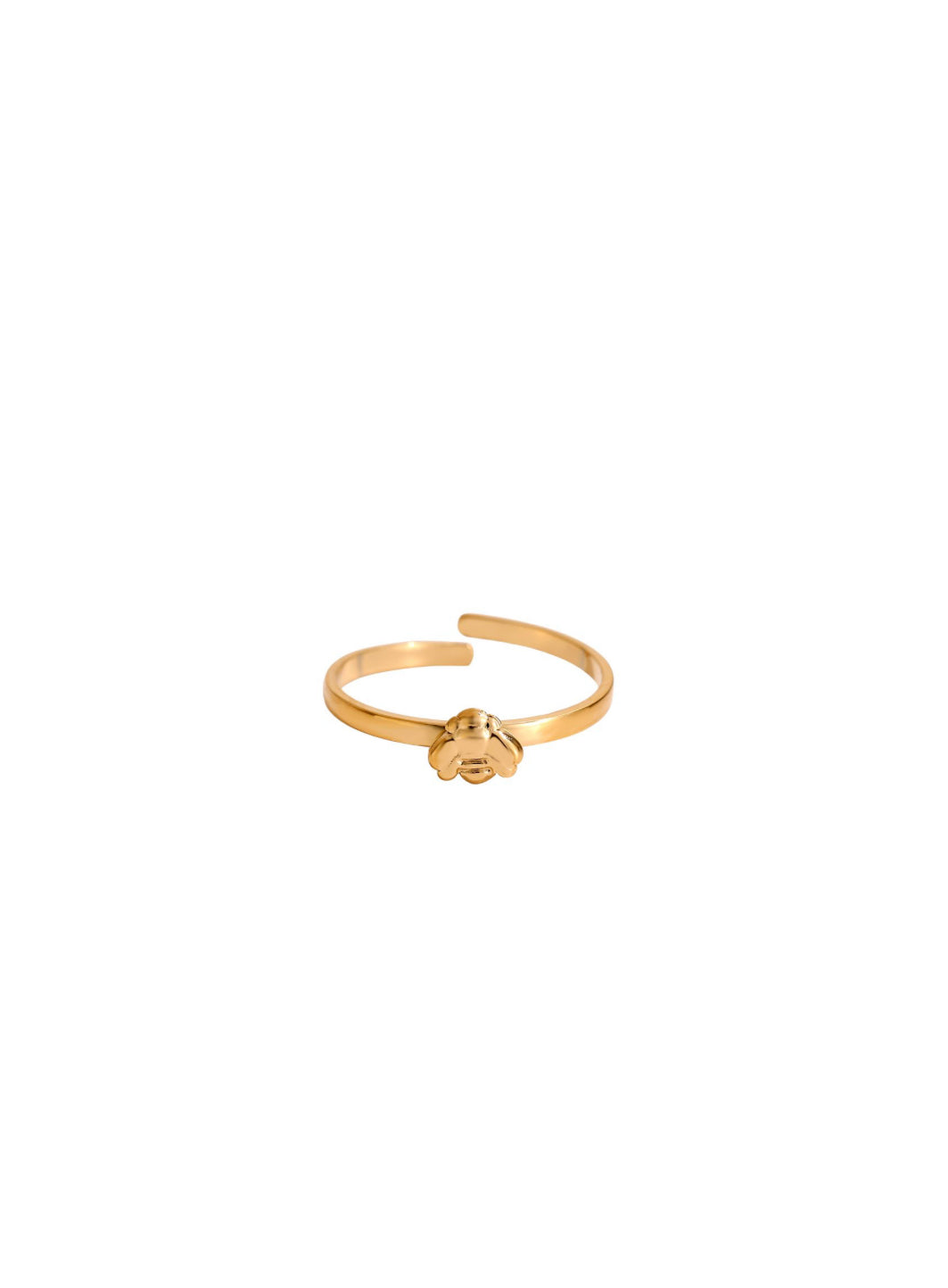Goldener Edelstahlring mit aufgesetzter Biene.