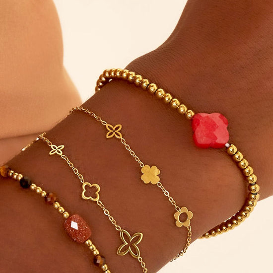 Edelstahl Armband feine Blumen Kleeblatt | useful Beauty - useful Beauty 