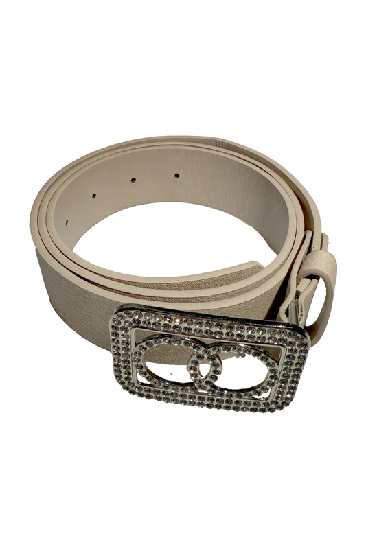 Gürtel Beige Schwarz Glitzer Schnalle | useful Beauty