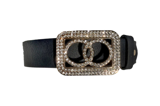 Gürtel Beige Schwarz Glitzer Schnalle | useful Beauty