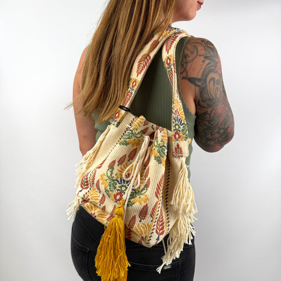 Handtasche aus Baumwolle mit Fransen und Quasten – Made in Italy