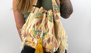 Handtasche aus Baumwolle mit Fransen und Quasten – Made in Italy