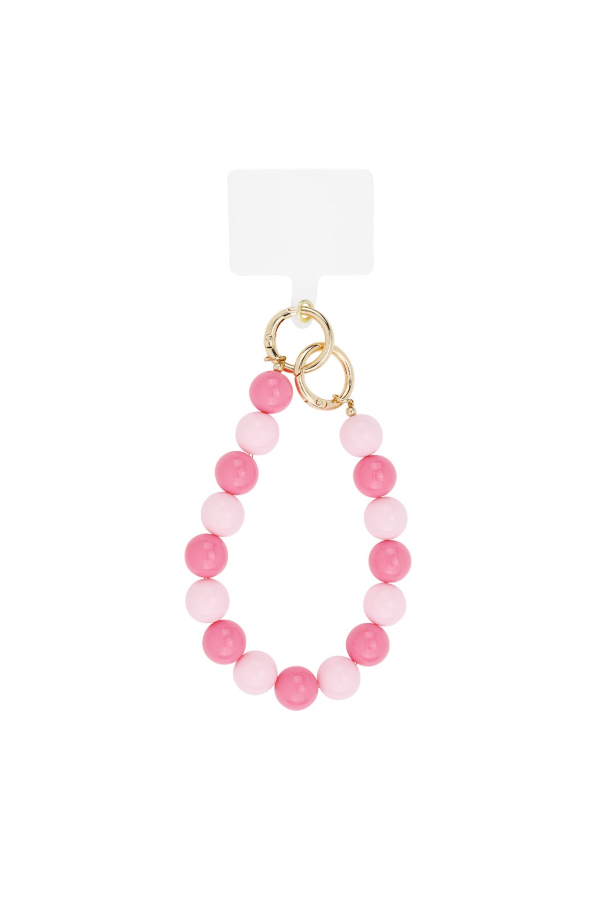 Kurze Handykette mit Rosa und Pinken großen Perlen.
