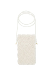 Handytasche in Teddyfell Optik mit Schulter Kordel in Offwhite.
