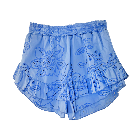 Hellblauer Hosenrock im Spitzen Design.