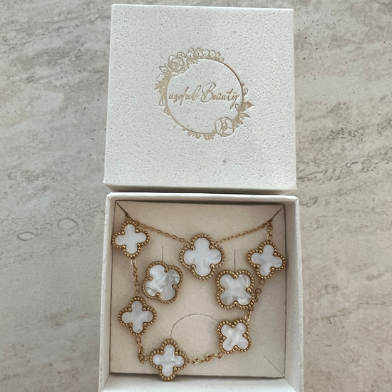 Livestream Schmuckset Kleeblatt Gold | 18K goldplated - useful Beauty 