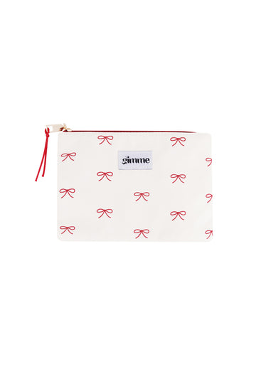 Kosmetiktasche Schleife flach rot creme | useful Beauty - useful Beauty 