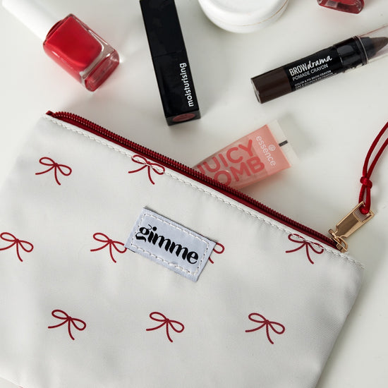 Kosmetiktasche Schleife flach rot creme | useful Beauty - useful Beauty 