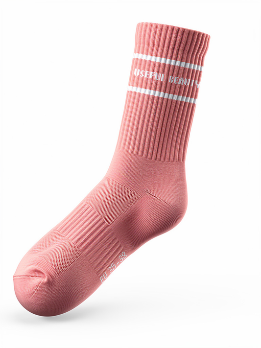 Socken Freizeit Streifen Corall Weiß | useful Beauty