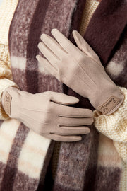 Elegante Damen Handschuhe in Beige aus weichem Material – perfekt für Herbst & Winter