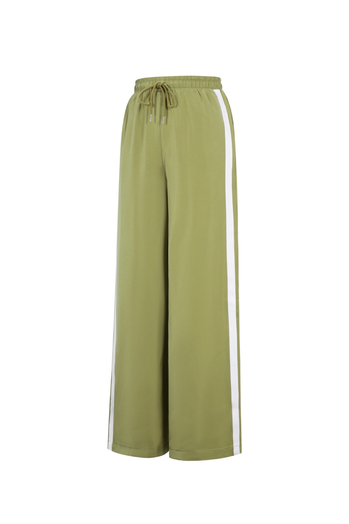 Damen Hose in Olivgrün mit weißen Seitenstreifen – locker geschnitten, Größe S-L