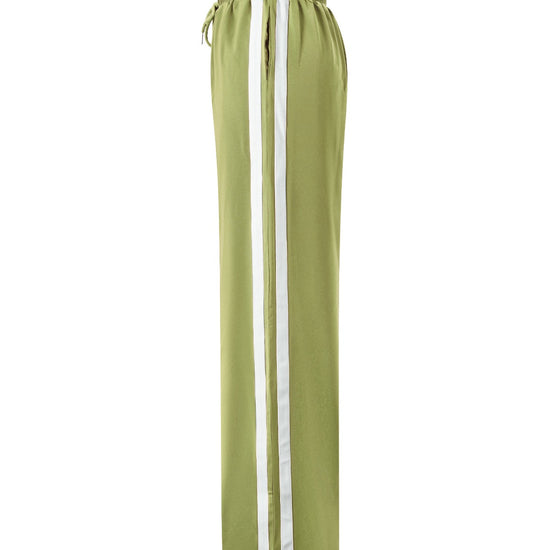 Damen Hose in Olivgrün mit weißen Seitenstreifen – locker geschnitten, Größe S-L