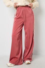 Damen Hose in Altrosa mit weißen Seitenstreifen – eleganter, weiter Schnitt, Größe S-L