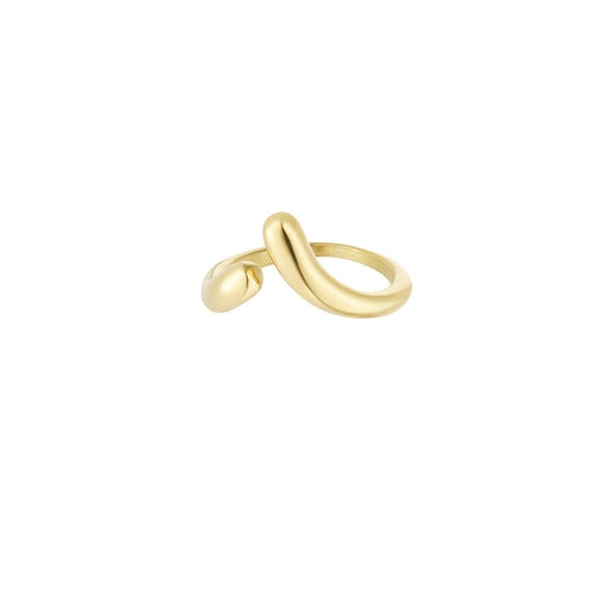 Offener Ring in Gold aus Edelstahl mit geschwungenem Design